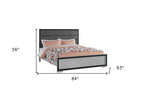 Gray Ribbed Texture Wood And Upholstery Queen Bed Frame