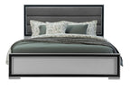Gray Ribbed Texture Wood And Upholstery Queen Bed Frame