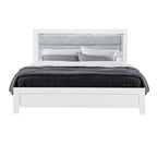 White And Gray Wood And Upholstery Lighted Twin Bed Frame