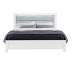 White And Gray Wood And Upholstery Lighted Twin Bed Frame