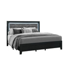 Black and Ash Gray Wood And Upholstery Upholstered Full Bed Frame