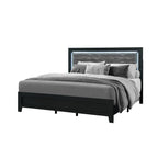 Black and Ash Gray Wood And Upholstery Upholstered Full Bed Frame
