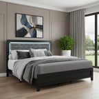 Black and Ash Gray Wood And Upholstery Upholstered Full Bed Frame