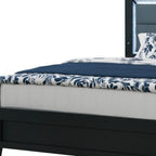 Black and Gray Wood And Velvet Lighted King Bed Frame