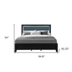 Black and Ash Gray Wood And Upholstery Upholstered Queen Bed Frame