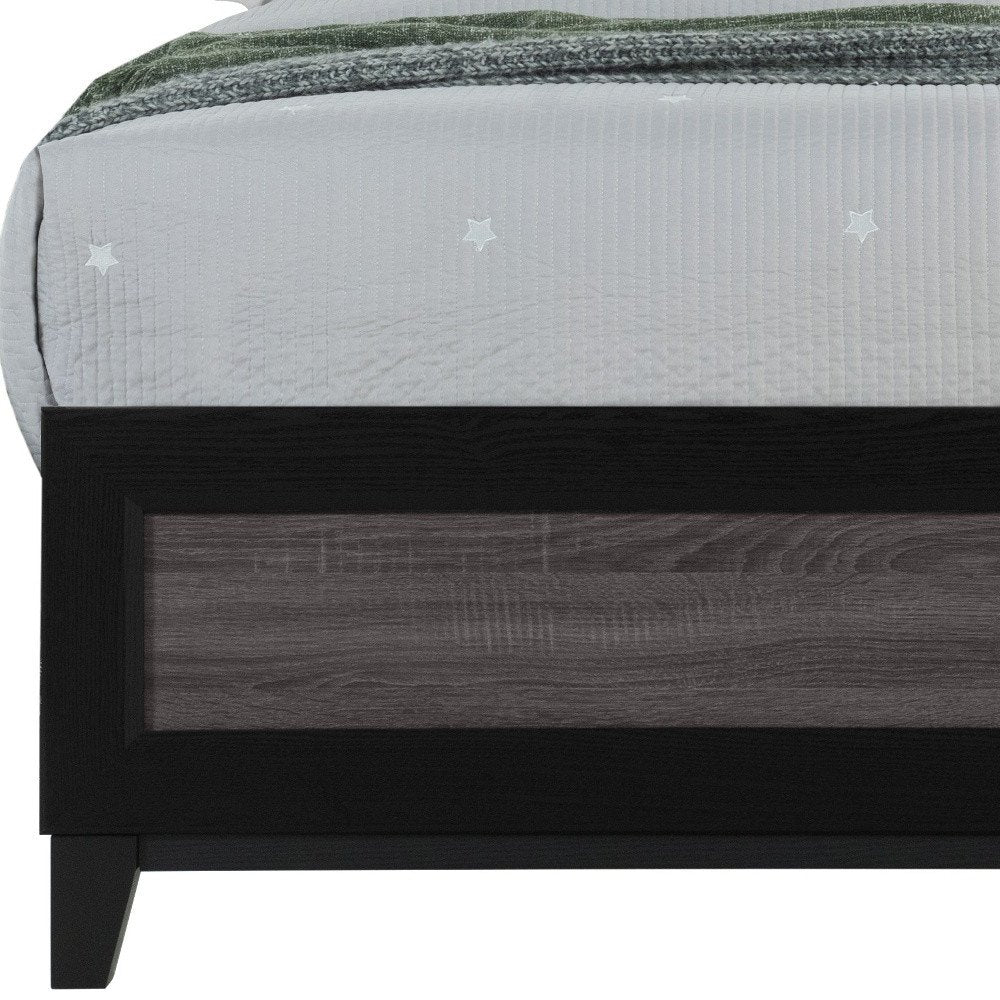 Black And Gray Inlaid Panels Full Bed Frame