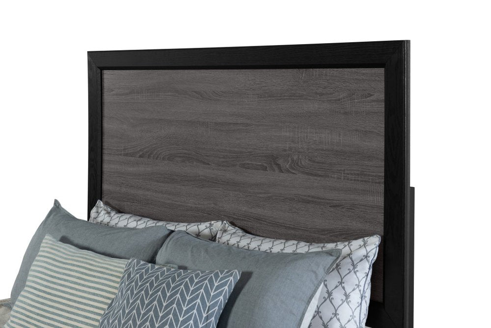 Black And Gray Inlaid Panels Full Bed Frame