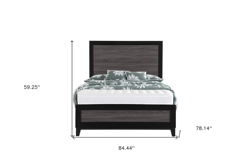 Black And Gray Inlaid Panels Full Bed Frame