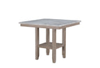 42" White and Natural Faux Marble and Wood Square Bar Table