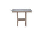 42" White and Natural Faux Marble and Wood Square Bar Table