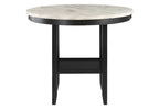 42" White and Black Wood And Faux Marble Round Counter Height Bar Table