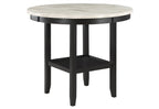 42" White and Black Wood And Faux Marble Round Counter Height Bar Table