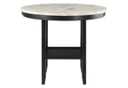 42" White and Black Wood And Faux Marble Round Counter Height Bar Table