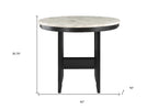 42" White and Black Wood And Faux Marble Round Counter Height Bar Table