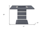 47" Dark Gray Silver And Black Glass Faux Crystal And Wood Square Bar Table