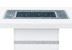 47" White Silver And Black Glass Faux Crystal And Wood Square Bar Table