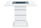 47" White Silver And Black Glass Faux Crystal And Wood Square Bar Table