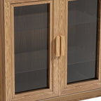 31" Natural And Clear Glass Door Accent Cabinet With Three Shelves