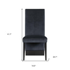 Set of Two Black Upholstered Velvet Dining Side Chairs