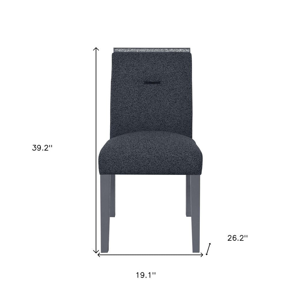 Dark Gray Upholstered Fabric With Faux Crystal Bling Dining Side Chair