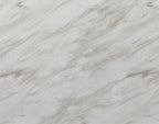 70" White and Natural Faux Marble and Wood Pedestal Base Dining Table