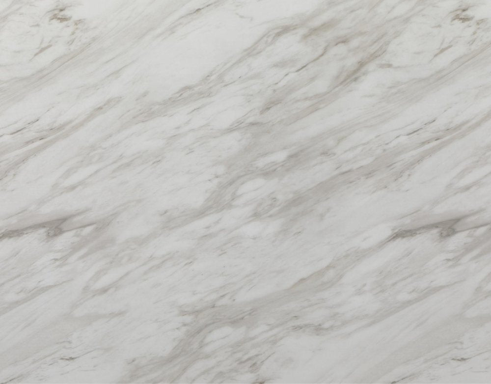 70" White and Natural Faux Marble and Wood Pedestal Base Dining Table