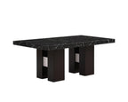 70" Black Faux Marble and Wood Double Pedestal Base Dining Table