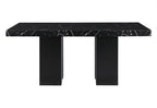 70" Black Faux Marble and Wood Double Pedestal Base Dining Table