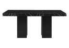 70" Black Faux Marble and Wood Double Pedestal Base Dining Table