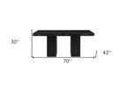 70" Black Faux Marble and Wood Double Pedestal Base Dining Table