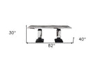 82" Black and White Faux Marble and Wood Double Pedestal Base Dining Table