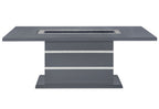 79" Dark Gray Faux Crystals Glass and Wood Pedestal Base Dining Table