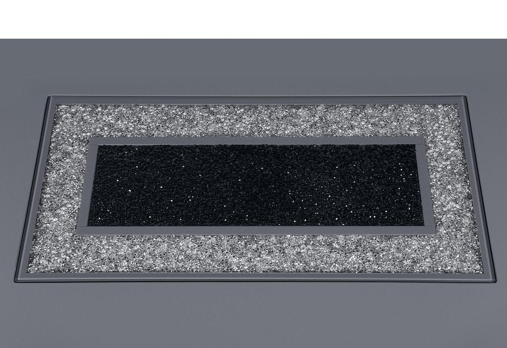 79" Dark Gray Faux Crystals Glass and Wood Pedestal Base Dining Table