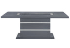 79" Dark Gray Faux Crystals Glass and Wood Pedestal Base Dining Table