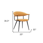 Brown And Black Faux Leather And Steel Open Back Dining Arm Chair