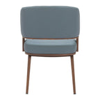 Gray and Walnut Faux Leather Open Back Dining Arm Chair