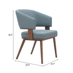 Gray and Walnut Faux Leather Open Back Dining Arm Chair