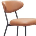 Set of Two Brown And Black Faux Leather And Wood And Steel Open Back Dining Side Chairs