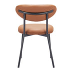 Set of Two Brown And Black Faux Leather And Wood And Steel Open Back Dining Side Chairs
