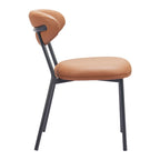 Set of Two Brown And Black Faux Leather And Wood And Steel Open Back Dining Side Chairs