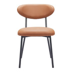 Set of Two Brown And Black Faux Leather And Wood And Steel Open Back Dining Side Chairs
