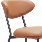 Set of Two Brown And Black Faux Leather And Wood And Steel Open Back Dining Side Chairs