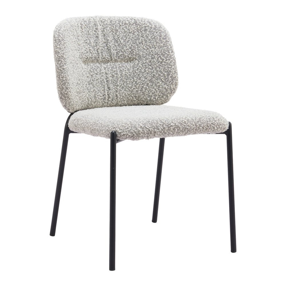 Set of Two Gray And Black Fabric And Wood And Steel Dining Side Chairs