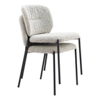 Set of Two Gray And Black Fabric And Wood And Steel Dining Side Chairs
