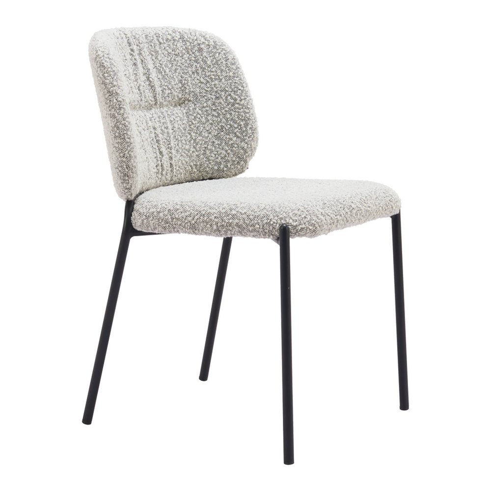 Set of Two Gray And Black Fabric And Wood And Steel Dining Side Chairs