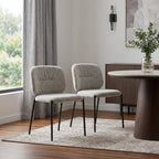 Set of Two Gray And Black Fabric And Wood And Steel Dining Side Chairs