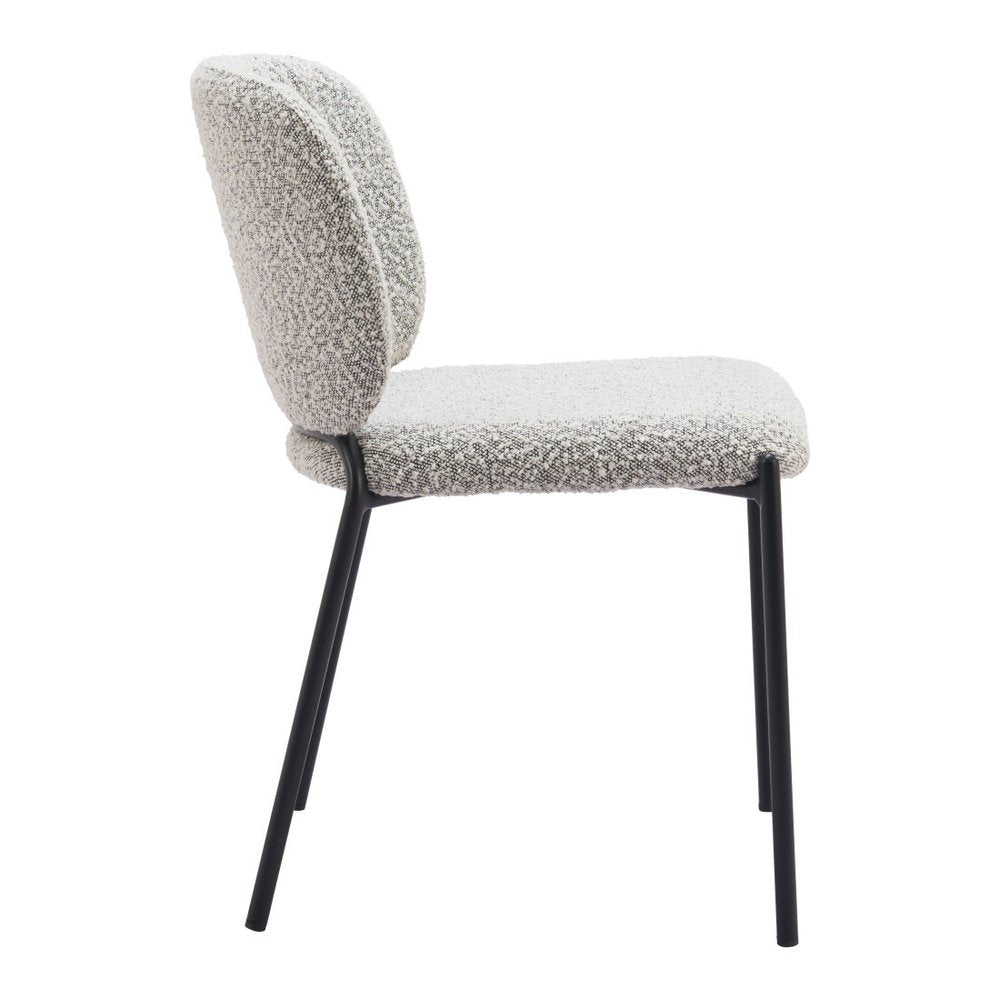 Set of Two Gray And Black Fabric And Wood And Steel Dining Side Chairs