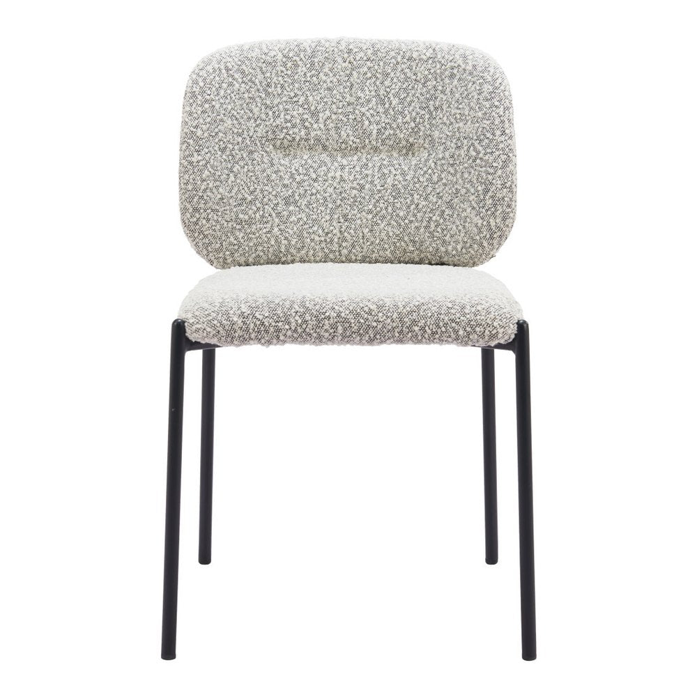 Set of Two Gray And Black Fabric And Wood And Steel Dining Side Chairs