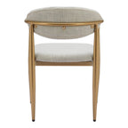 Set of Two Gray And Gold Upholstery And Steel Open Back Dining Arm Chairs