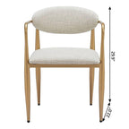 Set of Two Gray And Gold Upholstery And Steel Open Back Dining Arm Chairs